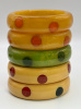 BB187 chunky bakelite up and down dots bangles